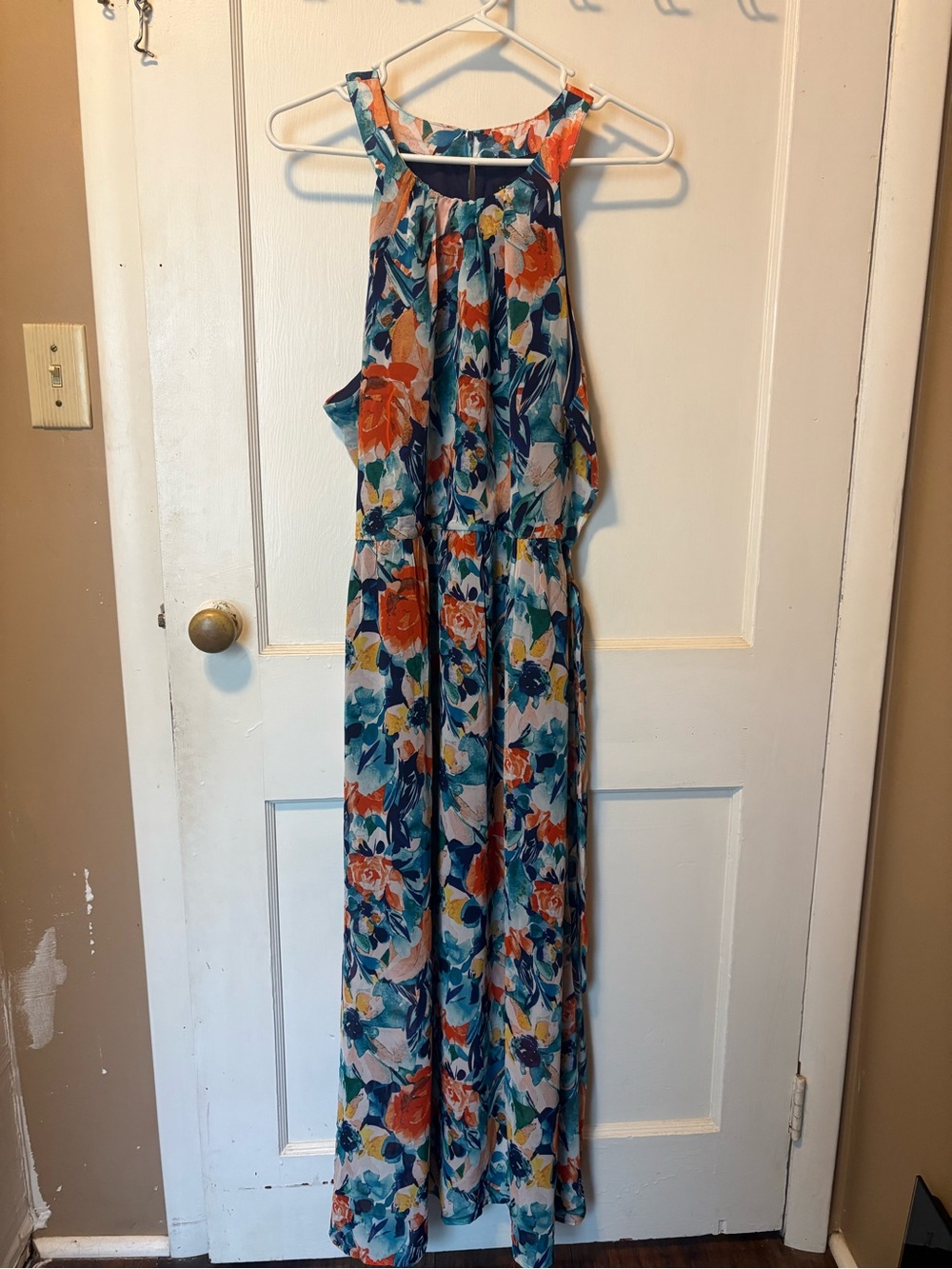 Floral Maxi Dress in Teal and Coral